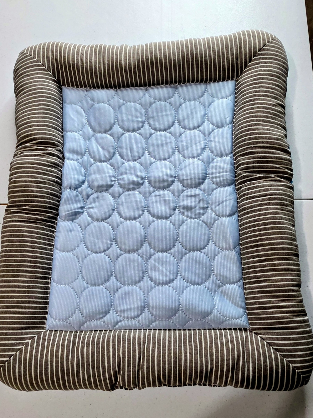 Quilted Pet Bed - Blue and Brown